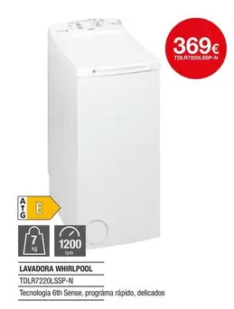 Oferta de Whirlpool - Lavadora por 369€ en Milar
