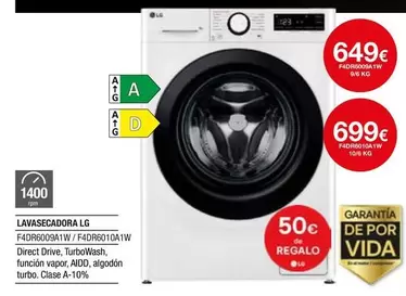 Oferta de LG - Lavasecadora F4dr6009aiwa/f4df601001w por 649€ en Milar