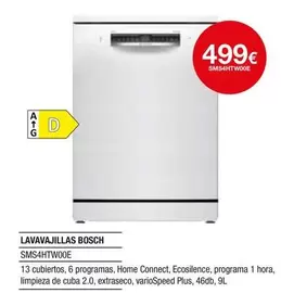 Oferta de Bosch - Lavavajillas Sms4htivone por 499€ en Milar
