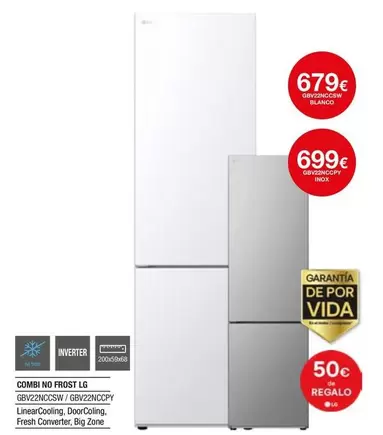 Oferta de LG - Combi No Frost Gbv220csw/sbv62n2ccp por 679€ en Milar
