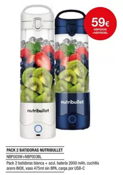 Oferta de Nutribullet - Pack 2 Batidoras por 59€ en Milar