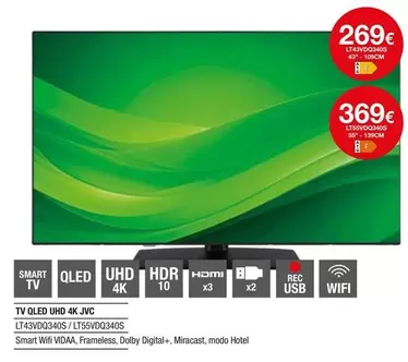 Oferta de JVC - Tv Qled Uhd 4k Lt43v302qs40s por 369€ en Milar