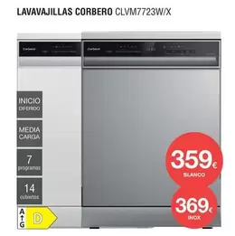 Oferta de Corberó - Lavavajillas Clvm7723w/x por 359€ en Milar