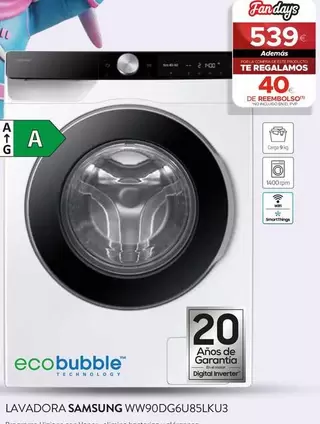 Oferta de Inverter - Lavadora Ww90dg6u85ku3 por 539€ en Milar