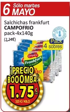 Oferta de Campofrío - Salchichas Frankfurt por 1,75€ en SPAR