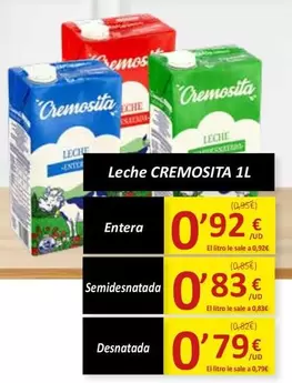 Oferta de Cremosita - Leche por 0,92€ en SPAR