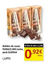 Oferta de Feiraco - Batidos De Cacao 90% Leche por 0,92€ en SPAR