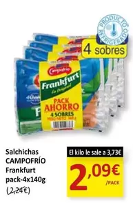 Oferta de Campofrío - Salchichas Frankfurt por 2,09€ en SPAR
