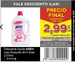 Oferta de Asevi - Detergente Líquido por 2,99€ en SPAR