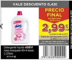 Oferta de Asevi - Detergente Líquido por 2,99€ en SPAR