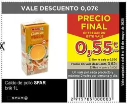 Oferta de Spar - Caldo De Pollo por 0,55€ en SPAR
