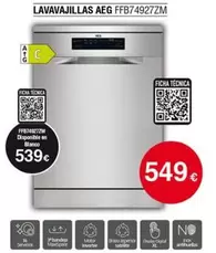 Oferta de AEG - Lavavajillas FFB74927ZM  por 549€ en Tien 21