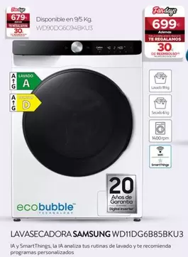 Oferta de Inverter - Lavasecadora Wd11dg6b85bku3 por 699€ en Tien 21