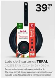 Oferta de Tefal - Lote De 3 Sartenes por 39,9€ en Tien 21