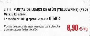 Oferta de Puntas De Lomos De Atun por 6,9€ en Abordo