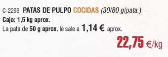 Oferta de Patas De Pulpo Cocidas por 22,75€ en Abordo