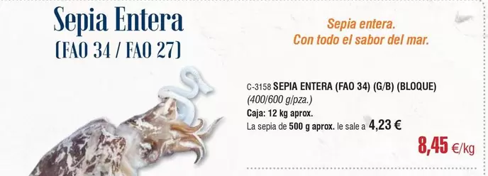 Oferta de El Sabor - Sepia Entera por 8,45€ en Abordo