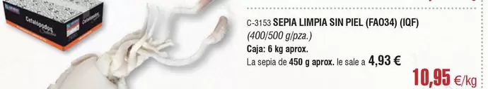 Oferta de Sepia Limpia Sin Piel por 10,95€ en Abordo