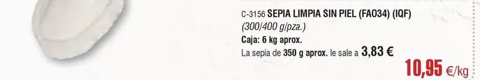 Oferta de Sepia Limpia Sin Piel por 10,95€ en Abordo