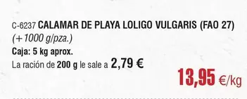 Oferta de Calamar De Playa Loligo por 13,95€ en Abordo