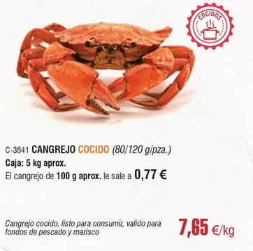 Oferta de Cangrejo Cocido por 7,65€ en Abordo