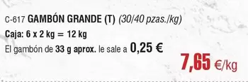 Oferta de Gambon Grande por 7,65€ en Abordo