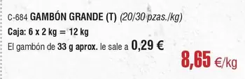 Oferta de Gambon Grande por 8,65€ en Abordo