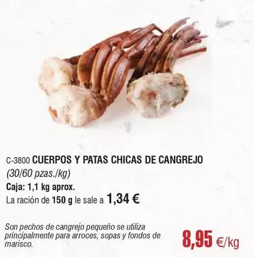 Oferta de Cuerpos Y Patas Chicas De Cangrejo por 8,95€ en Abordo