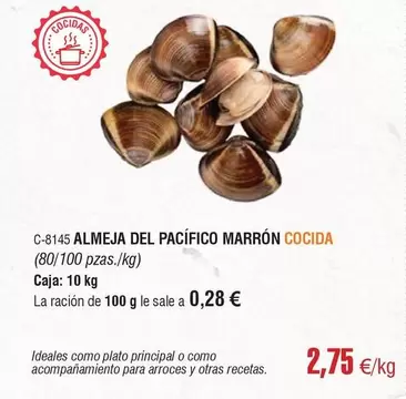 Oferta de Almeja Del Pacifico Marrón Cocida por 2,75€ en Abordo