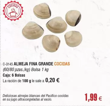 Oferta de Almeja Fina Grande Cocidas por 1,99€ en Abordo