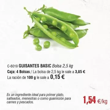 Oferta de Basic - Guisantes Basic por 1,54€ en Abordo