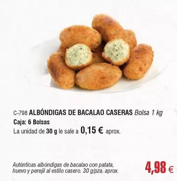 Oferta de Albondigas De Bacalao Caseras por 4,98€ en Abordo