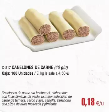 Oferta de Canelones De Carne por 0,18€ en Abordo