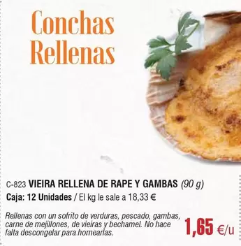 Oferta de Vieira Rellena De Rape Y Gambas por 1,65€ en Abordo