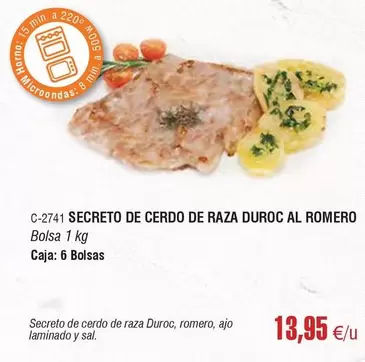 Oferta de Duroc - Secreto De Cerdo De Raza Duroc Al Romero por 13,95€ en Abordo