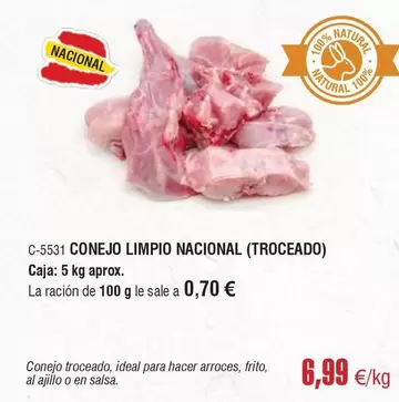 Oferta de Ideal - Conejo Limpio Nacional por 6,99€ en Abordo