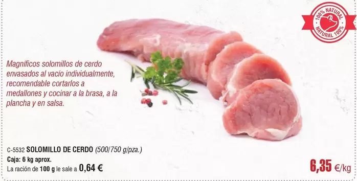 Oferta de Solomillo De Cerdo por 6,35€ en Abordo