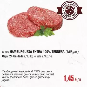Oferta de Hamburguesa Extra 100% Ternera por 1,45€ en Abordo