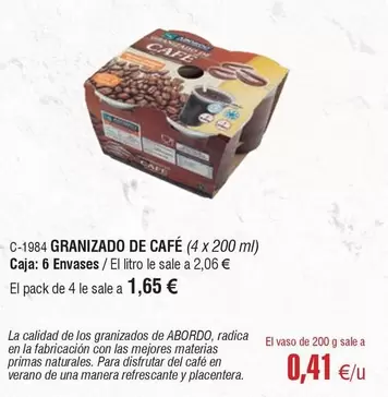 Oferta de Abordo - Granizado De Cafe por 0,41€ en Abordo