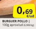Oferta de Burguer Pollo por 0,69€ en Supermercados MAS