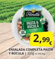 Oferta de Florette - Ensalada Completa Pasta Y Rucula por 2,99€ en Supermercados MAS