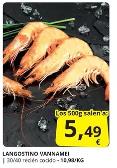 Oferta de Langostino Vannamei por 5,49€ en Supermercados MAS