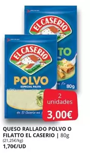 Oferta de El Caserío - Queso Rallado Polvo O Filatto por 3€ en Supermercados MAS