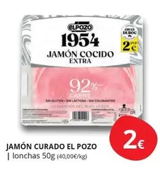 Oferta de Elpozo - Jamon Curado por 2€ en Supermercados MAS