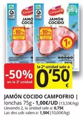 Oferta de Campofrío - Jamon Cocido por 0,75€ en Supermercados MAS