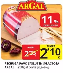 Oferta de Argal - Pechuga Pavo S/Gluten S/Lactosa por 2,1€ en Supermercados MAS