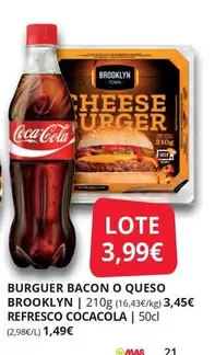 Oferta de Coca-Cola - Burger Bacon O Queso Brooklyn Refresco por 3,99€ en Supermercados MAS