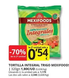 Oferta de Mexifoods - Tortilla Integral Trigo por 1,17€ en Supermercados MAS