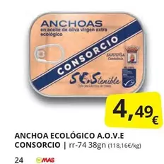 Oferta de Consorcio - Anchoa Ecológico A.O.V.E por 4,49€ en Supermercados MAS