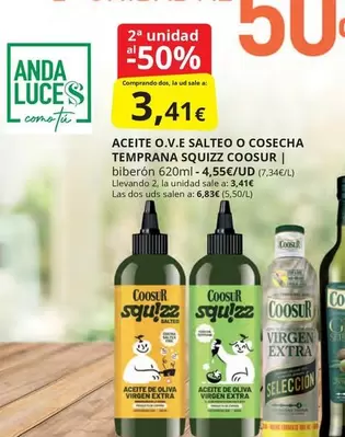 Oferta de Coosur - Aceite O.v.e Salteo O Cosecha Temprana Squizz por 3,41€ en Supermercados MAS